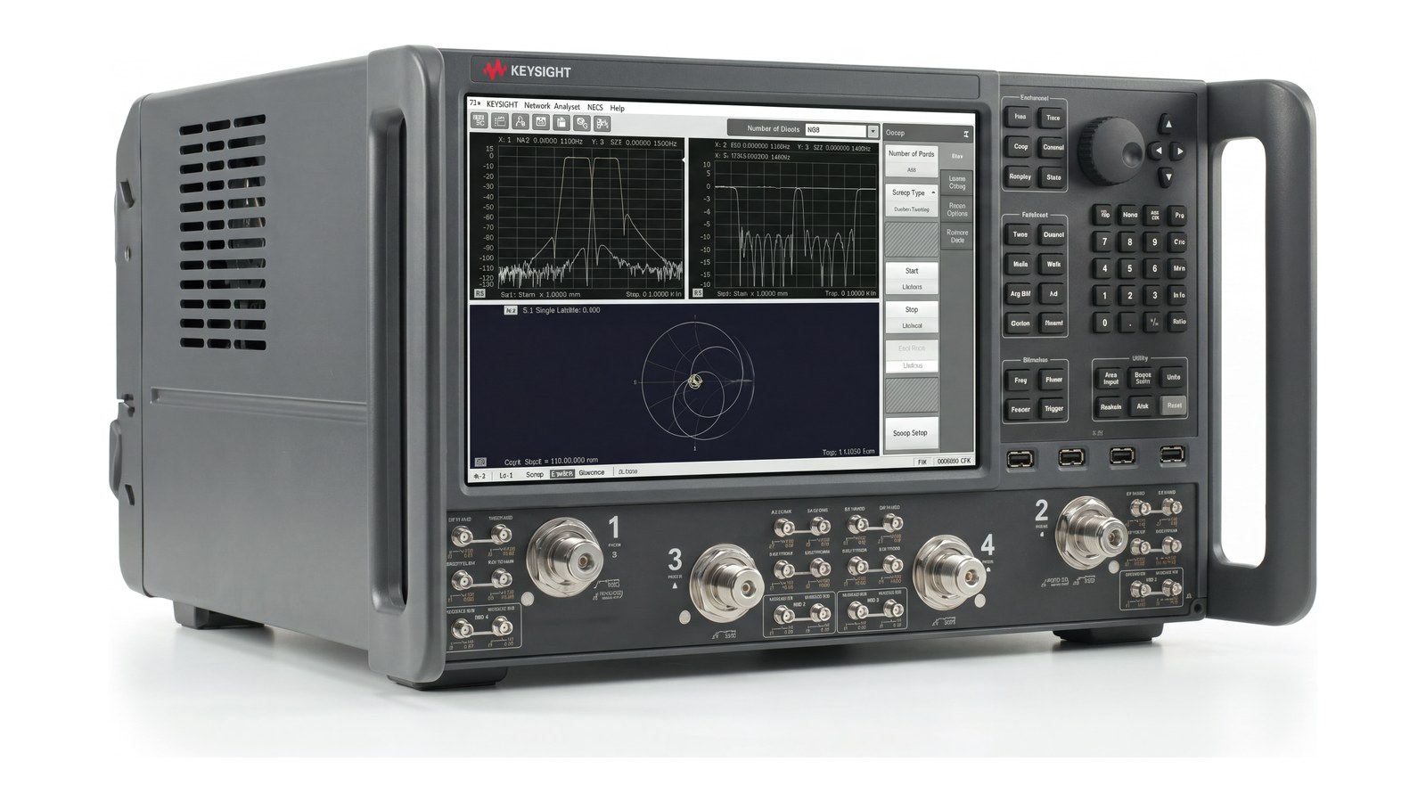 Đầu nối 1,85 mm và cáp đo trên máy phân tích mạng Keysight N5227B