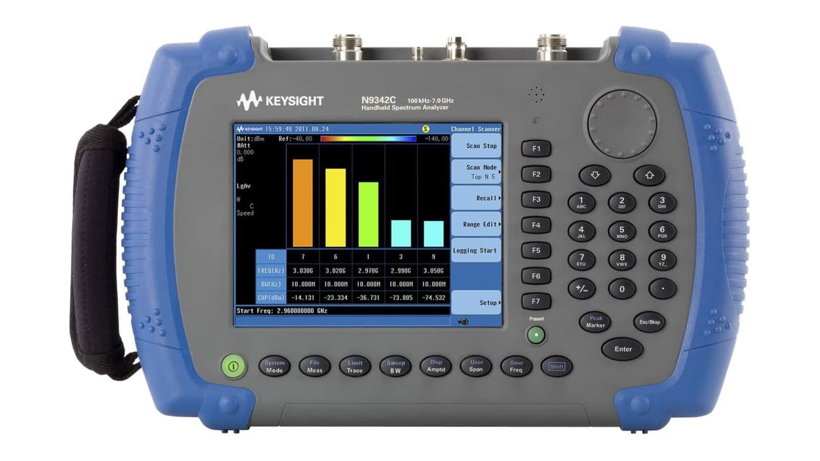 Máy phân tích phổ Keysight N9342C mặt trước với màn hình TFT 6,5 inch
