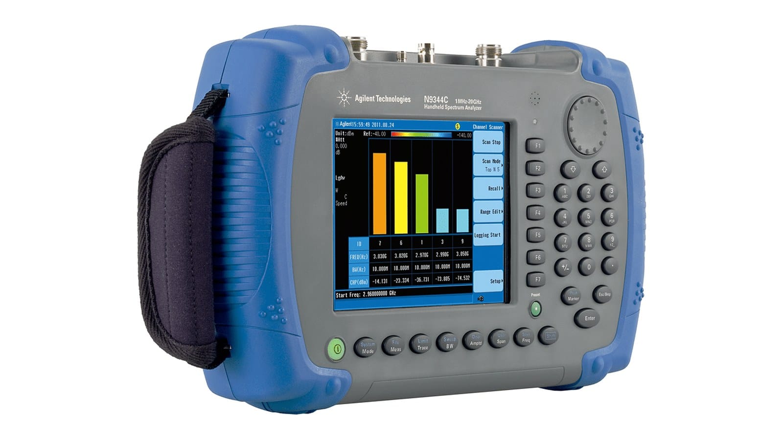 máy phân tích phổ cầm tay Keysight N9344C - ảnh studio nền trắng, góc 3/4