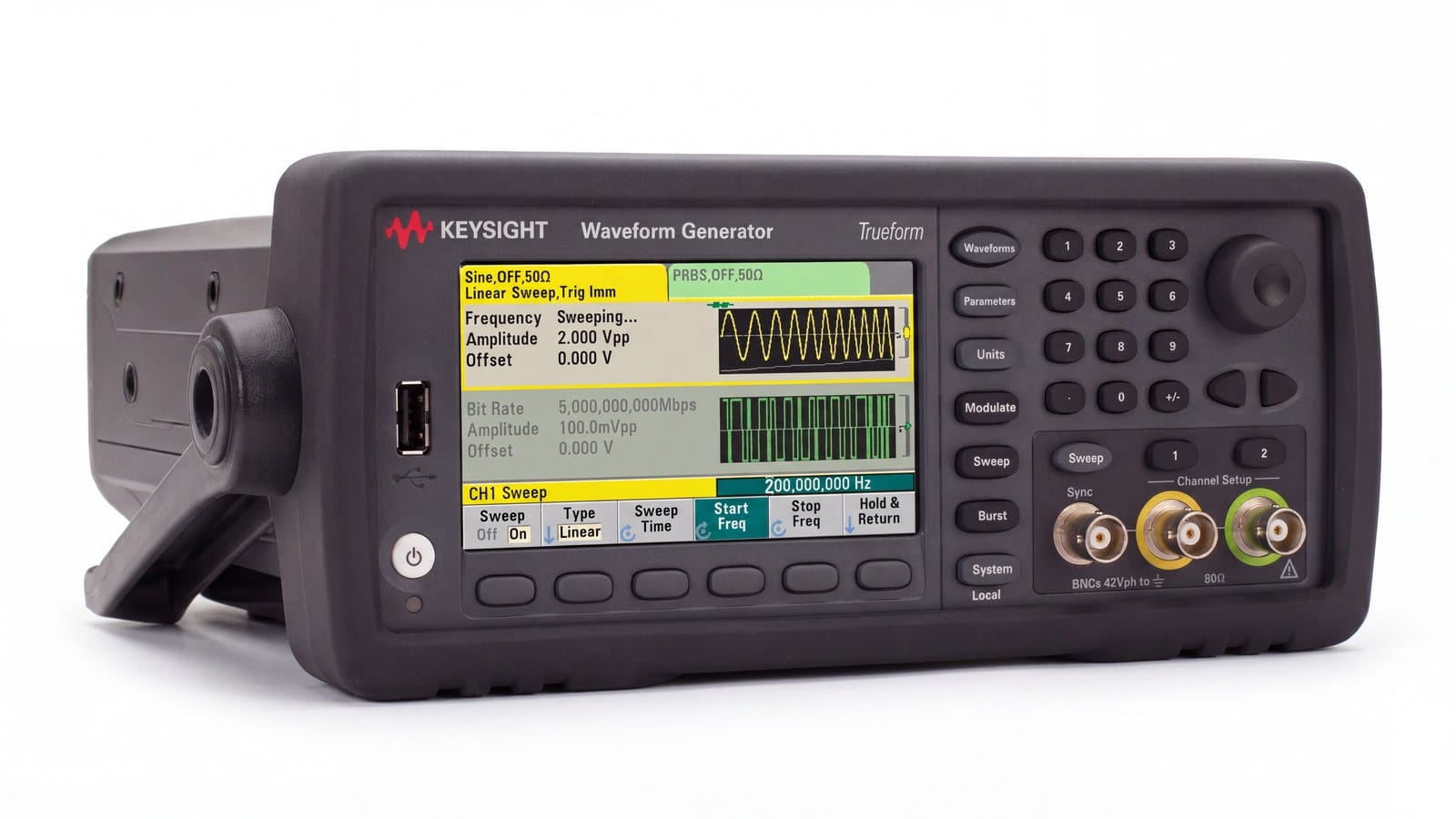 Máy Phát Sóng Hàm & Sóng Tùy Ý Keysight dòng Trueform 33600A nhìn góc nghiêng
