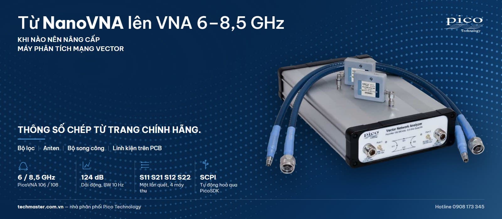 Từ NanoVNA lên máy phân tích mạng vector PicoVNA 106 và PicoVNA 108 tới 6–8,5 GHz