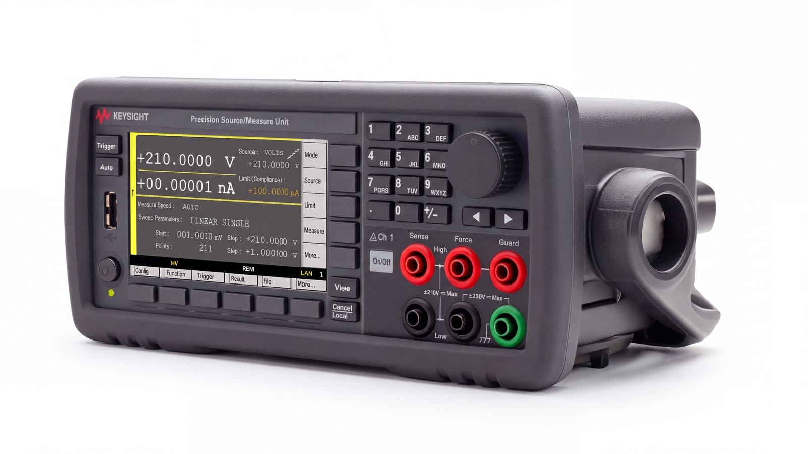 nguồn-đo SMU Keysight B2911B chụp studio nền trắng góc 3/4