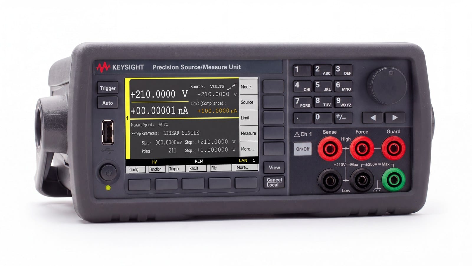 Thiết bị đo và cung cấp tín hiệu SMU Keysight B2911B nhìn góc nghiêng