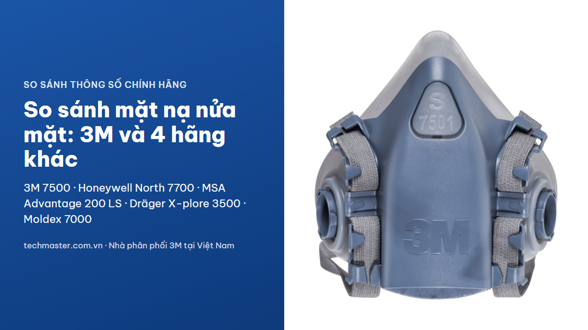 So sánh mặt nạ nửa mặt 3M 7500 với Honeywell, MSA, Dräger, Moldex theo thông số chính hãng